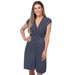 Krisp Womens/Ladies Cap Sleeve Knot Front Dress / Navy